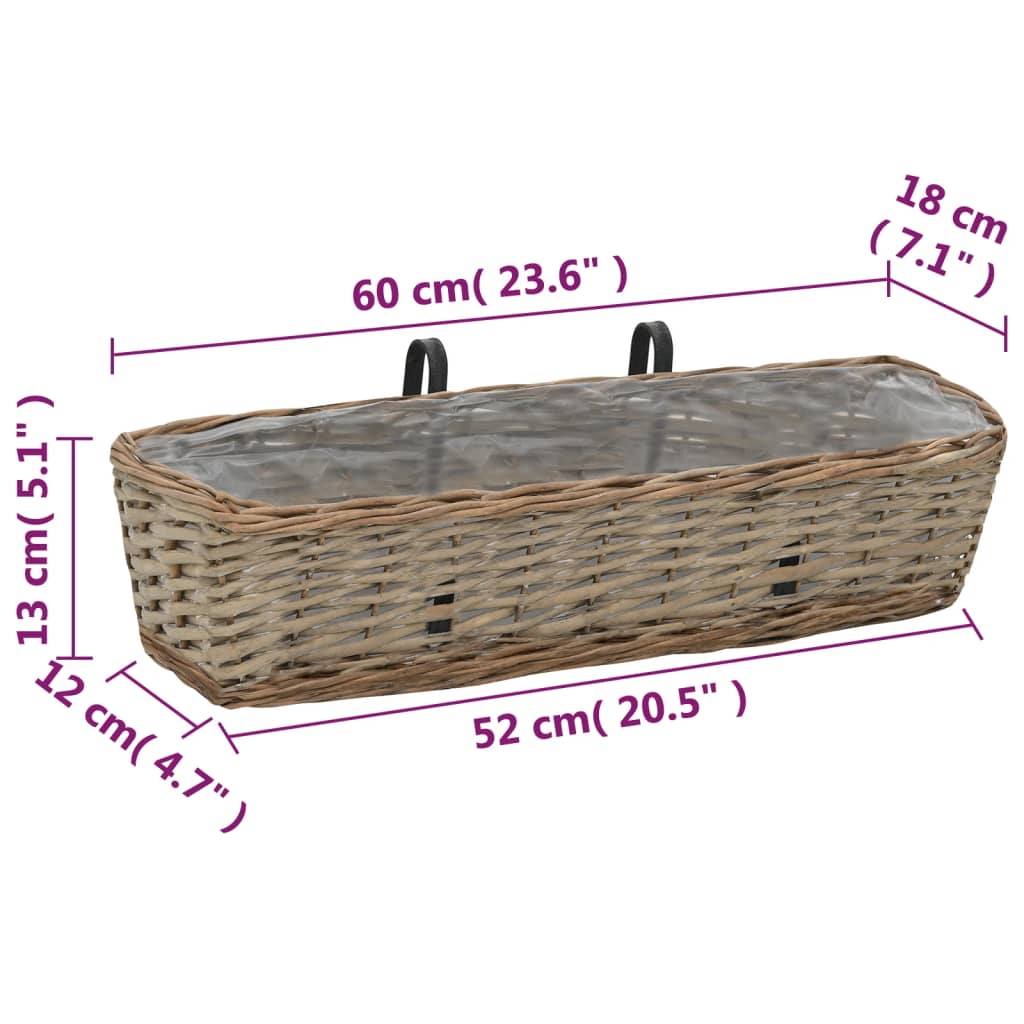 Balkonglåda 2 st korg med PE-foder 60 cm