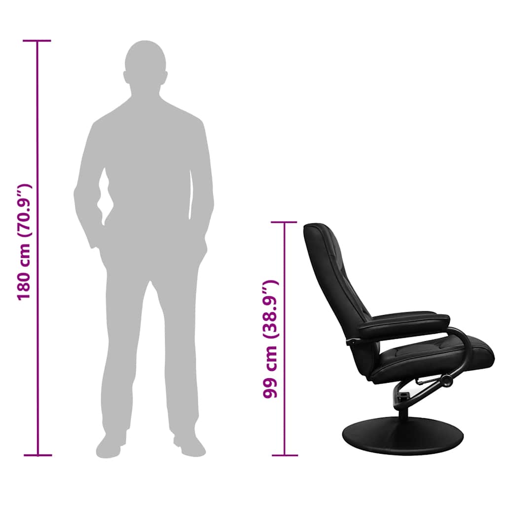 Fåtölj med fotpall konstläder svart