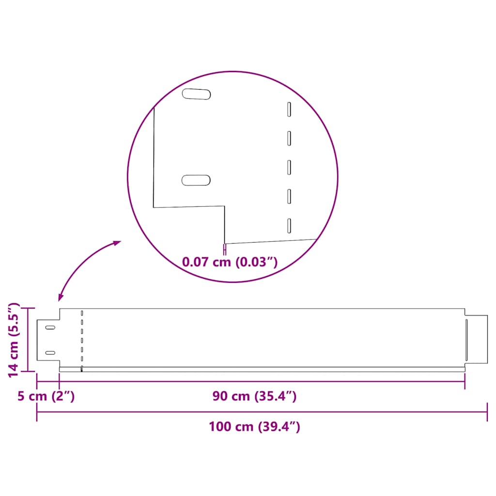 Rabattkant 10 st 100 x 14 cm flexibelt galvaniserat stål