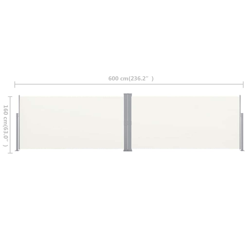 Infällbar skärm 160x600 cm gräddvit