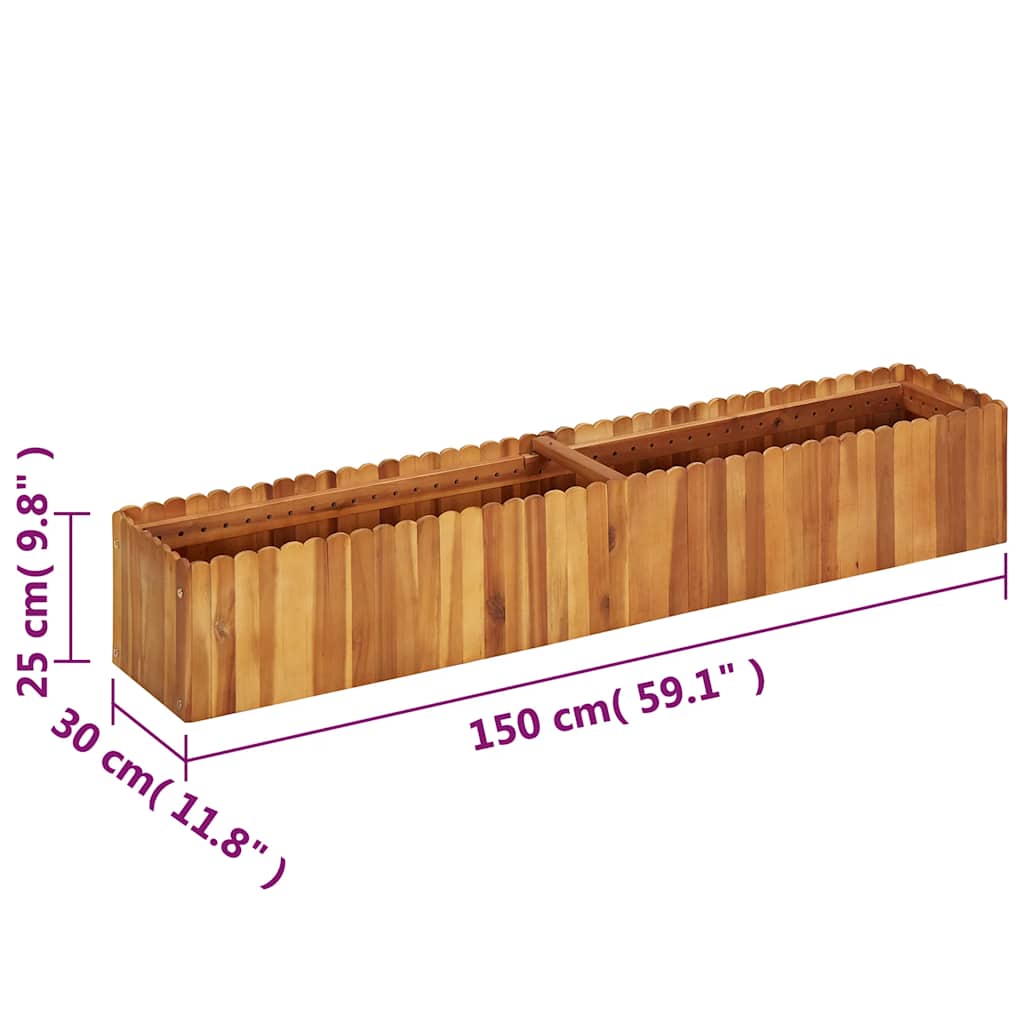 Odlingslåda upphöjd 150x30x25 cm massivt akaciaträ