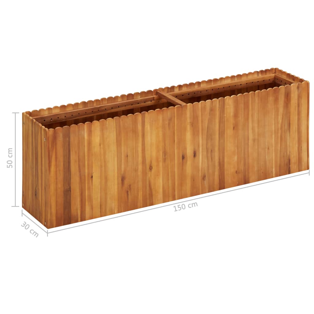 Odlingslåda upphöjd 150x30x50 cm massivt akaciaträ