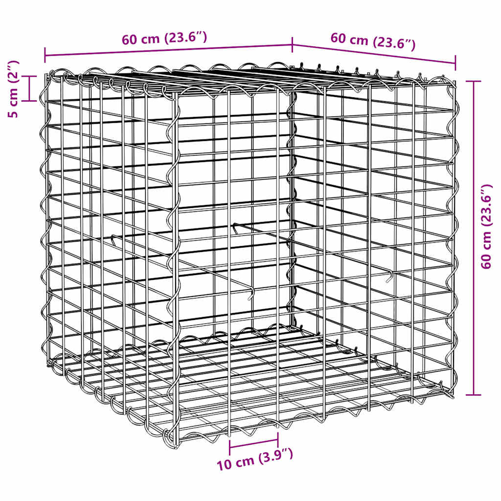 Planteringsgabion upphöjd stål 60x60x60 cm