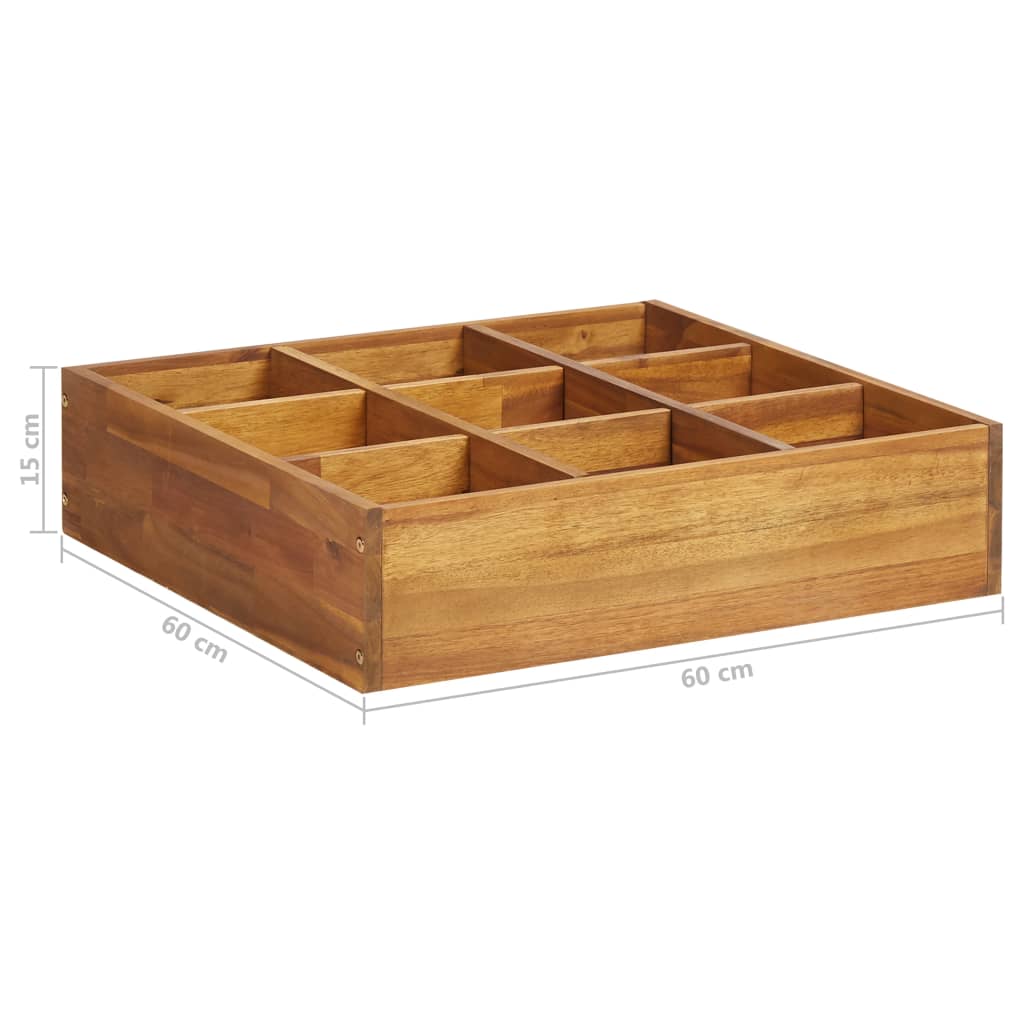 Odlingslåda för örter upphöjd massivt akaciaträ 60x60x15 cm