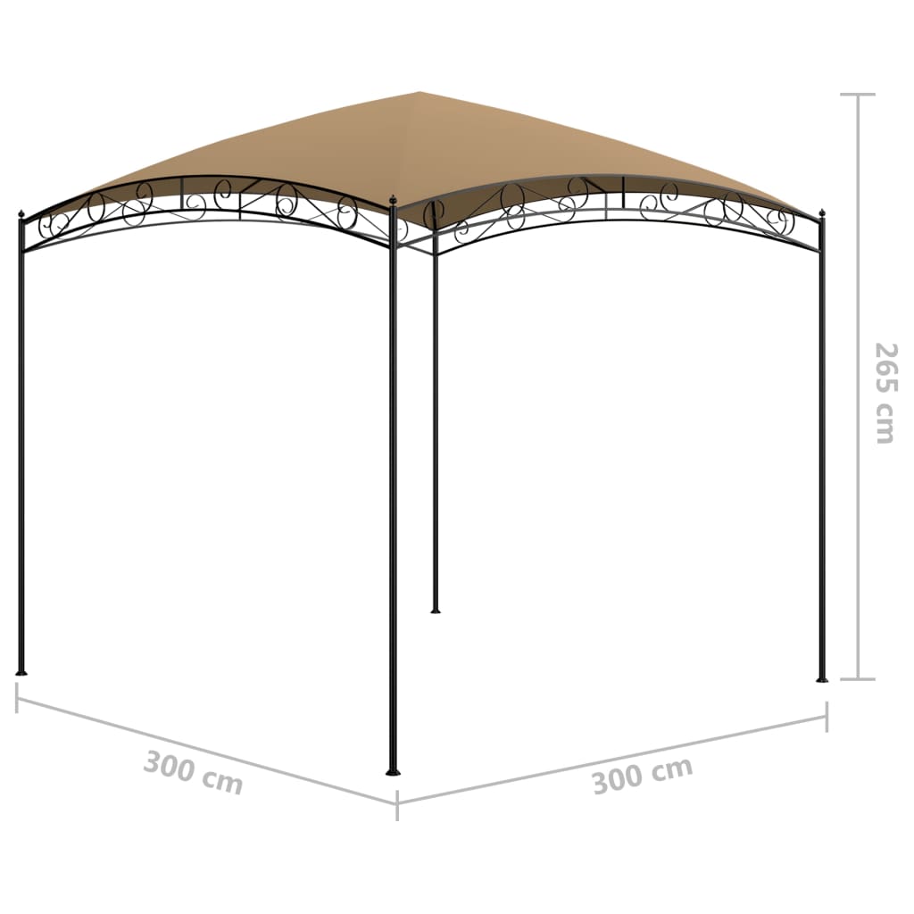 Paviljong 3x3x2,65 m taupe 180 g/m²