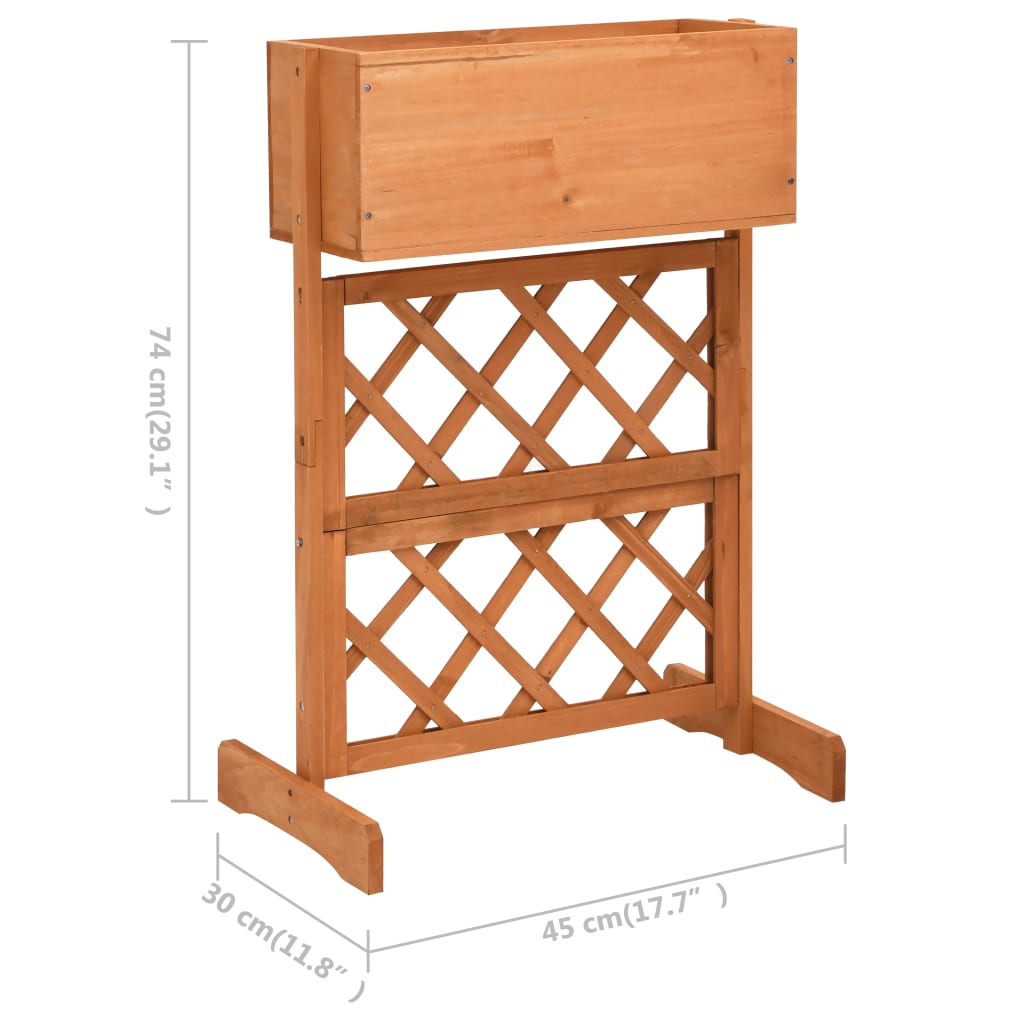Odlingslåda med spaljé orange 45x30x74 cm massivt granträ