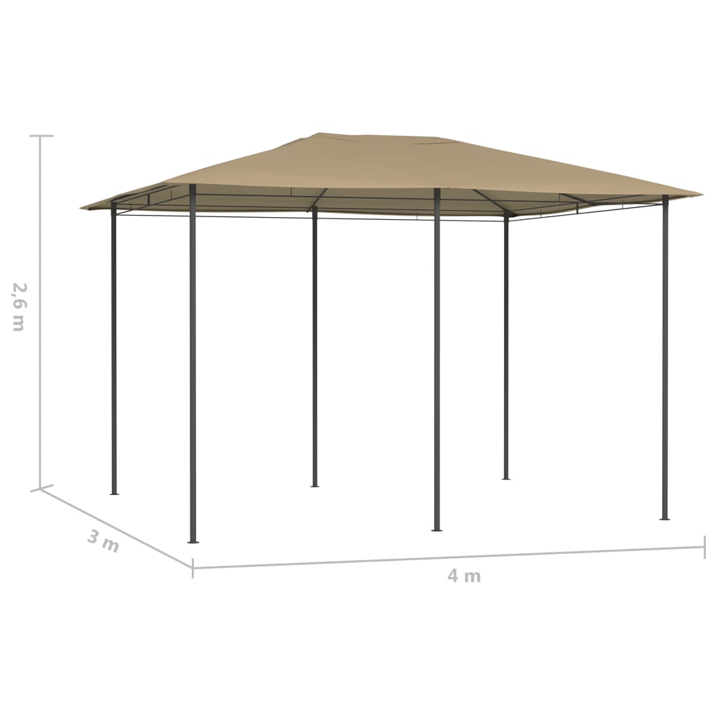 Paviljong 3x4x2,6 m taupe 160 g/m²
