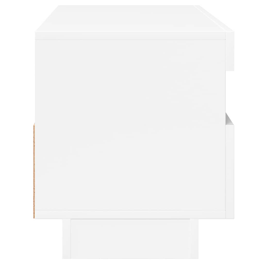 TV-bänk med LED-belysning vit högglans 100x35x40 cm