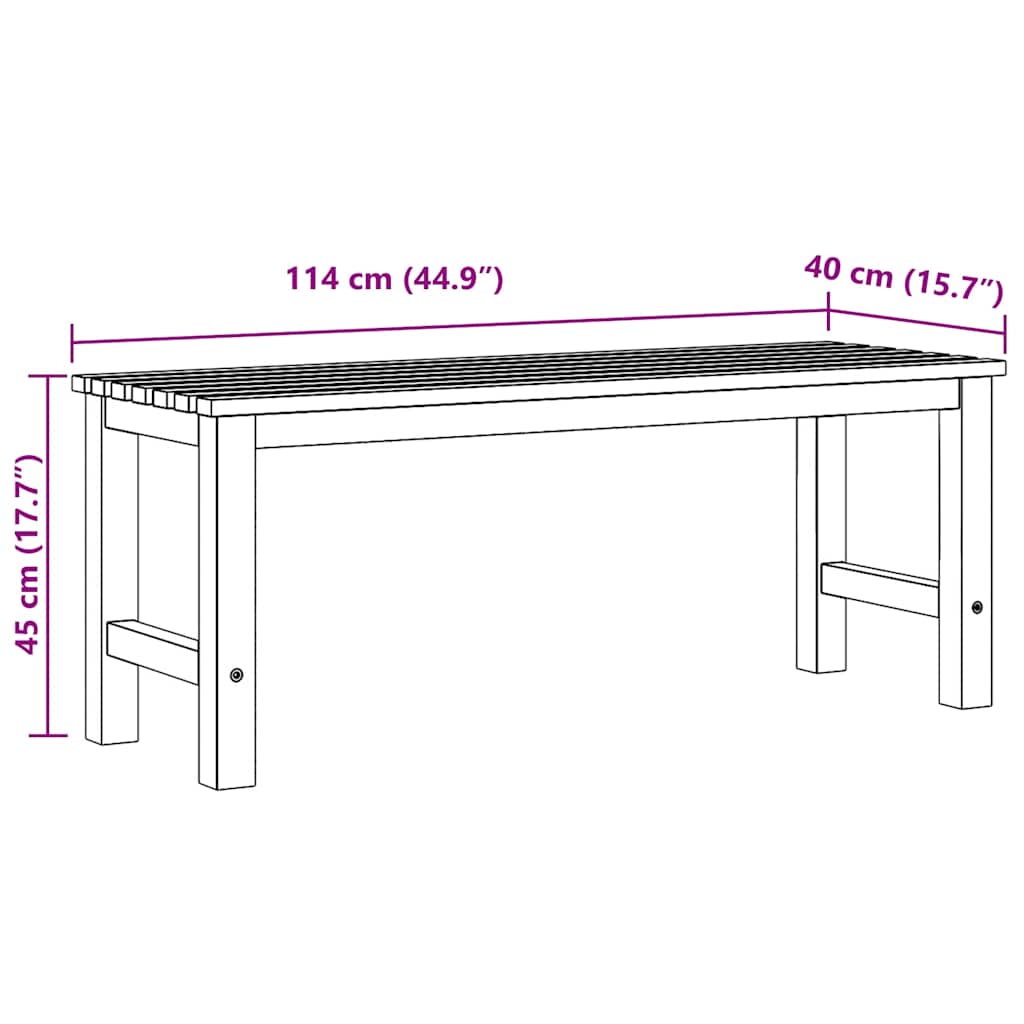 Trädgårdsbänk 114 cm massiv teak