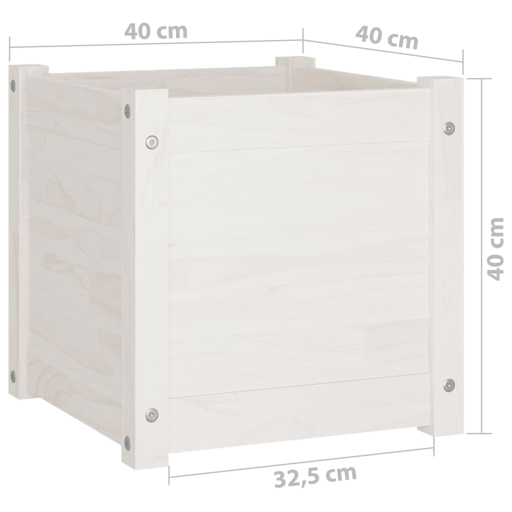 Odlingslådor 2 st vit 40x40x40 cm massiv furu