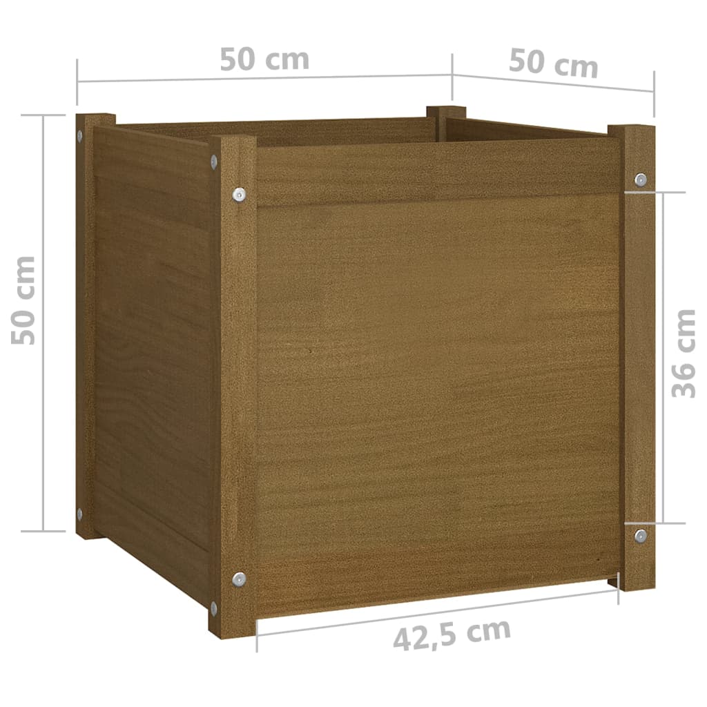 Odlingslåda honungsbrun 50x50x50 cm massiv furu