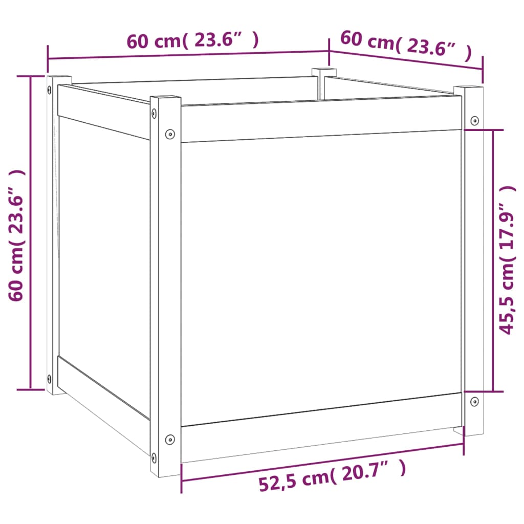 Odlingslådor 2 st 60x60x60 cm massiv furu