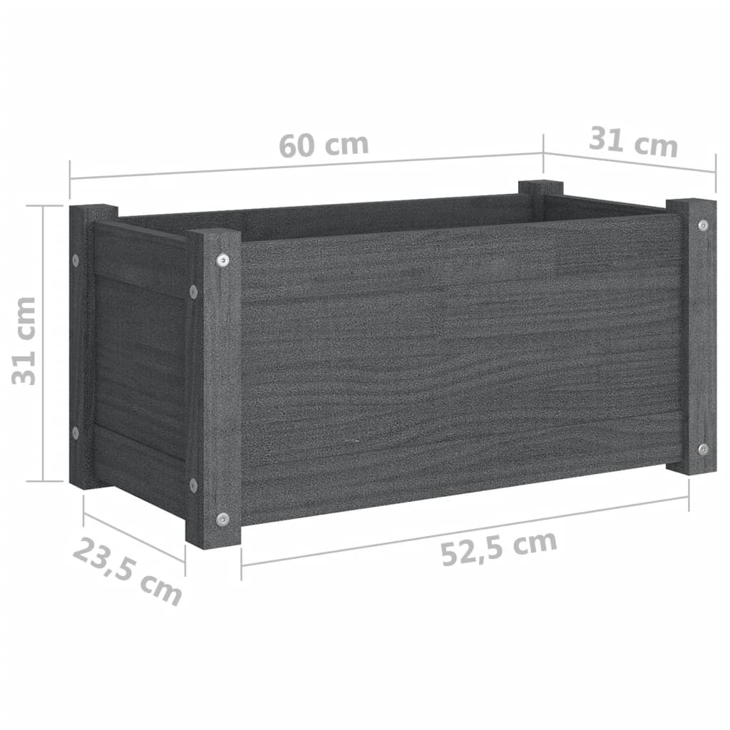 Odlingslådor 2 st grå 60x31x31 cm massiv furu