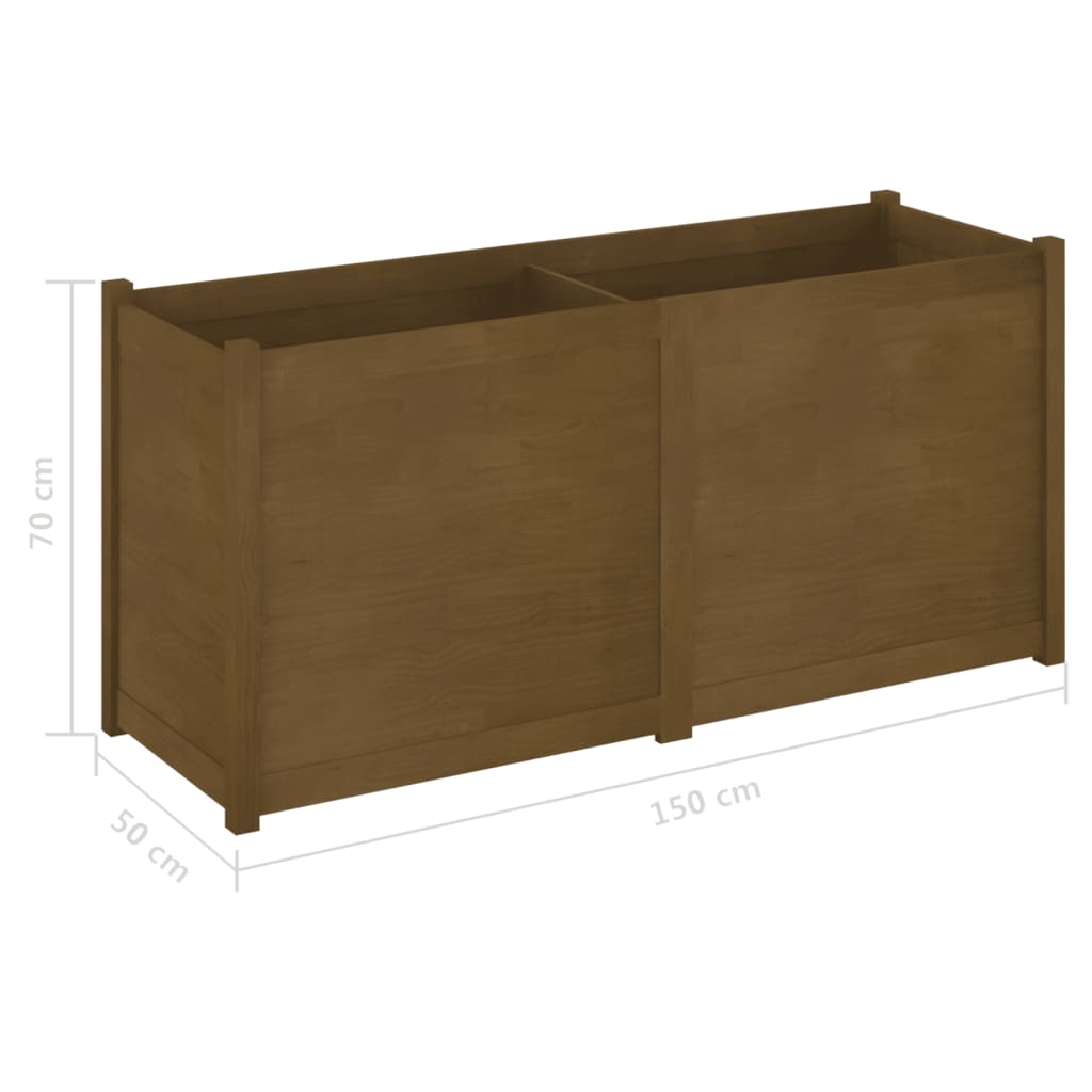 Odlingslåda honungsbrun 150x50x70 cm massiv furu