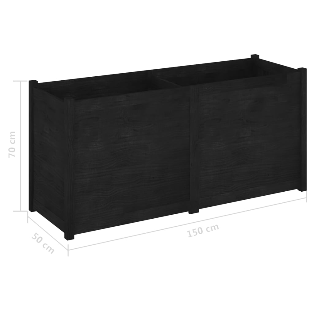 Odlingslåda svart 150x50x70 cm massiv furu
