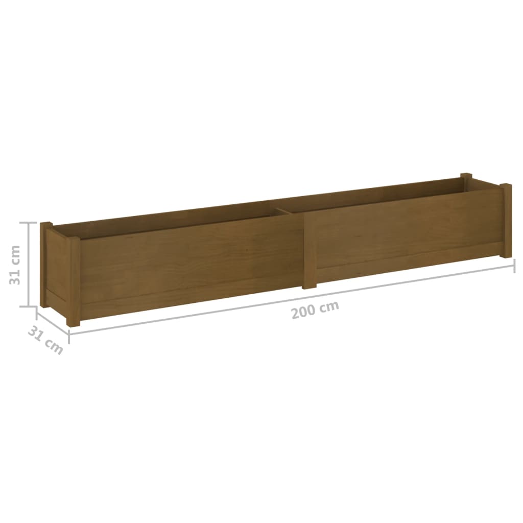 Odlingslåda honungsbrun 200x31x31 cm massiv furu