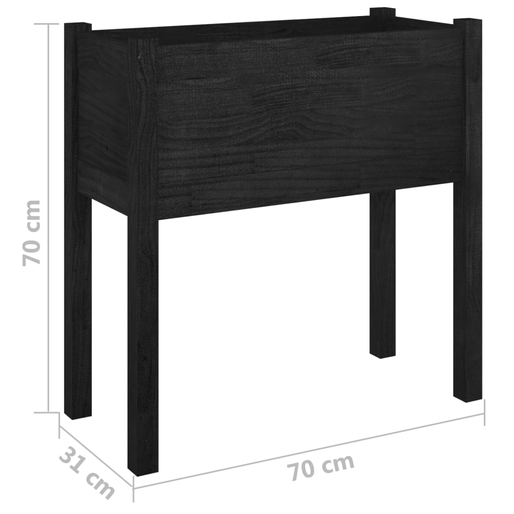 Odlingslådor 2 st svart 70x31x70 cm massiv furu