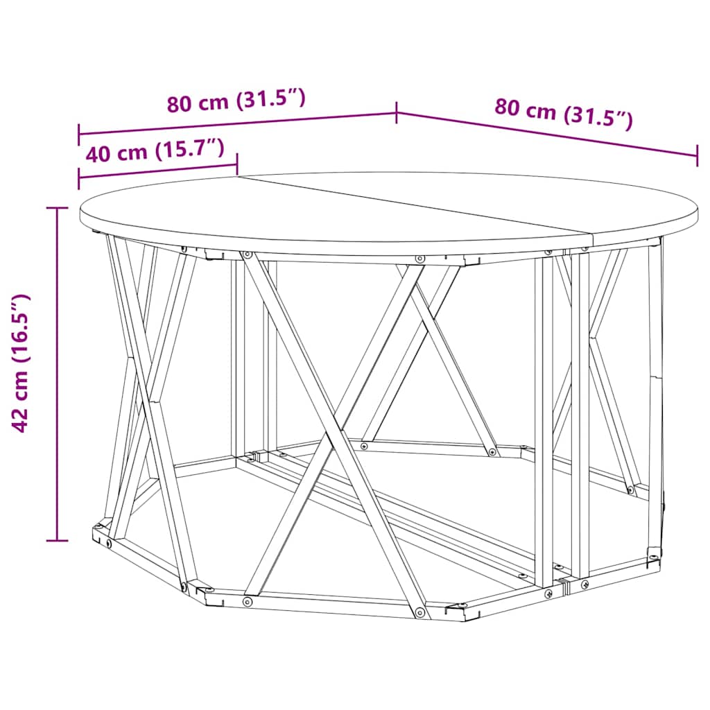 Kaffeebord Rökt ek 80 x 80 x 42 cm Konstruerat trä och stål