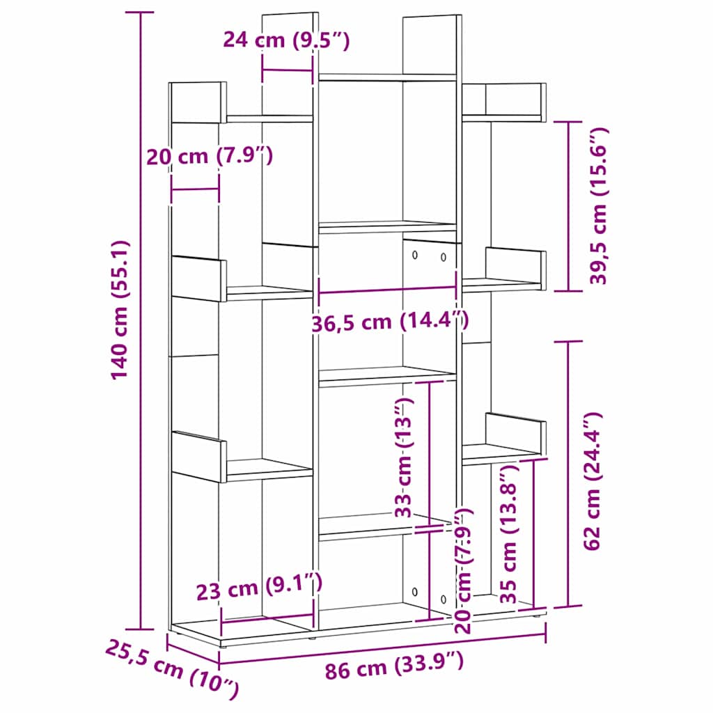 Bokhylla Svart Ek 86 x 25,5 x 140 cm Konstruerat trä