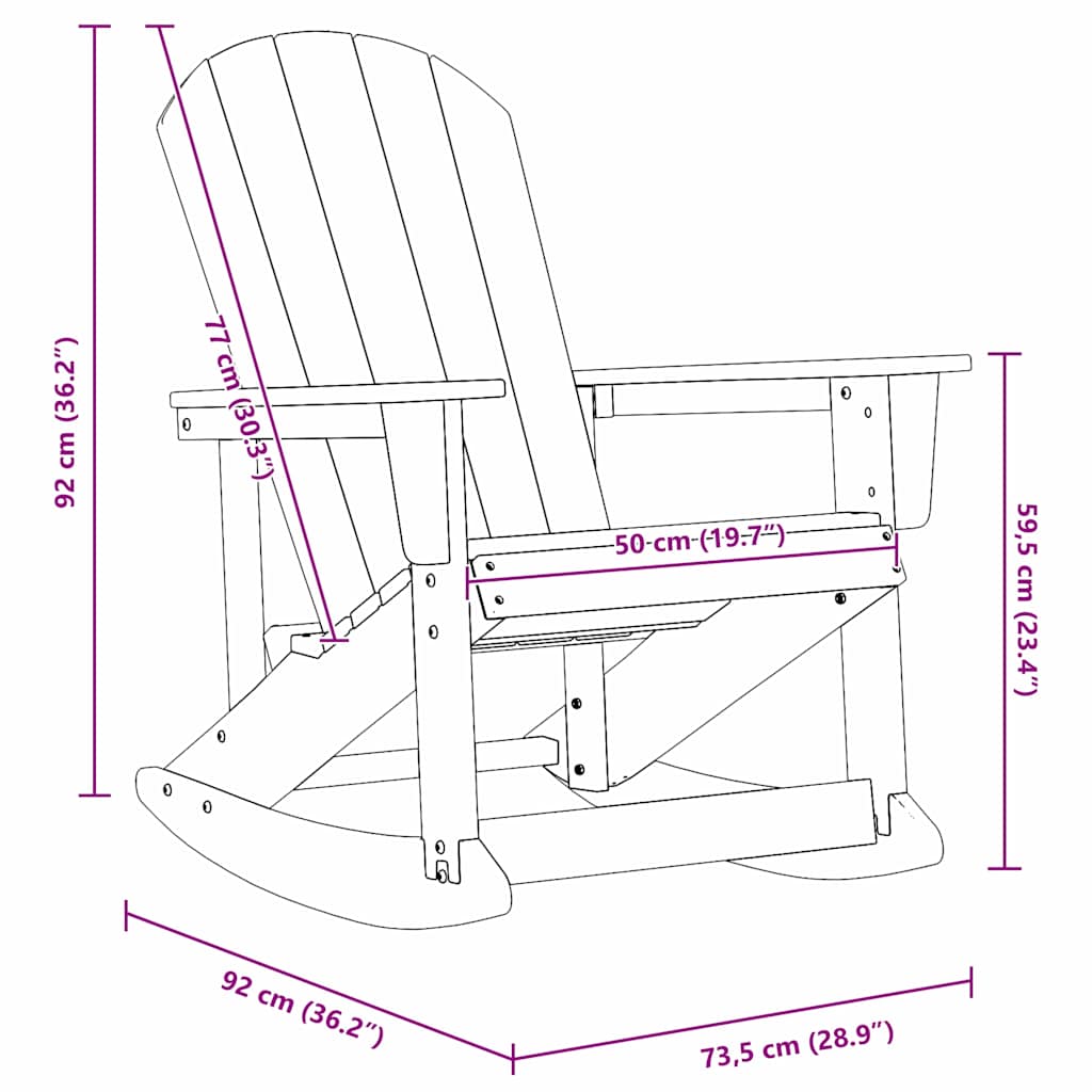 Adirondack Gungstol Vit 73.5 x 92 x 90cm HDPE