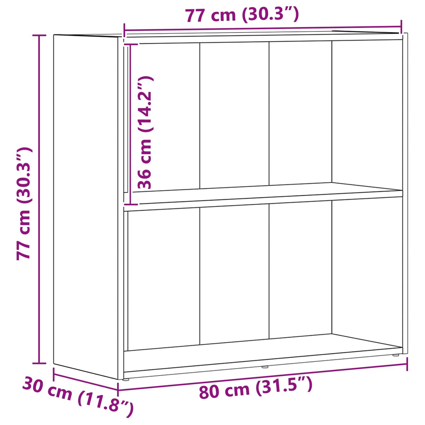 Hyllsystem Svart Ek 60 x 30 x 76.5 cm Konstruerat trä