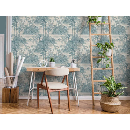 DUTCH WALLCOVERINGS Tapet Tropical beige och ljusblå