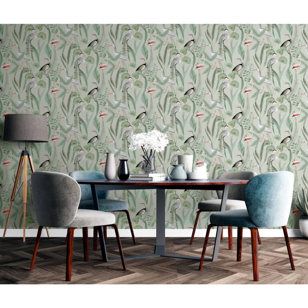 DUTCH WALLCOVERINGS Tapet Flamingo mintgrön