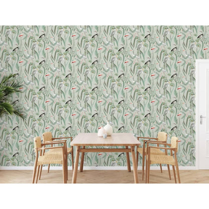 DUTCH WALLCOVERINGS Tapet Flamingo mintgrön