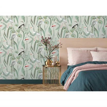 DUTCH WALLCOVERINGS Tapet Flamingo mintgrön