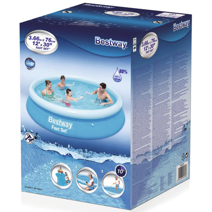 Bestway Pool uppblåsbar Fast Set rund 366x76 cm 57273