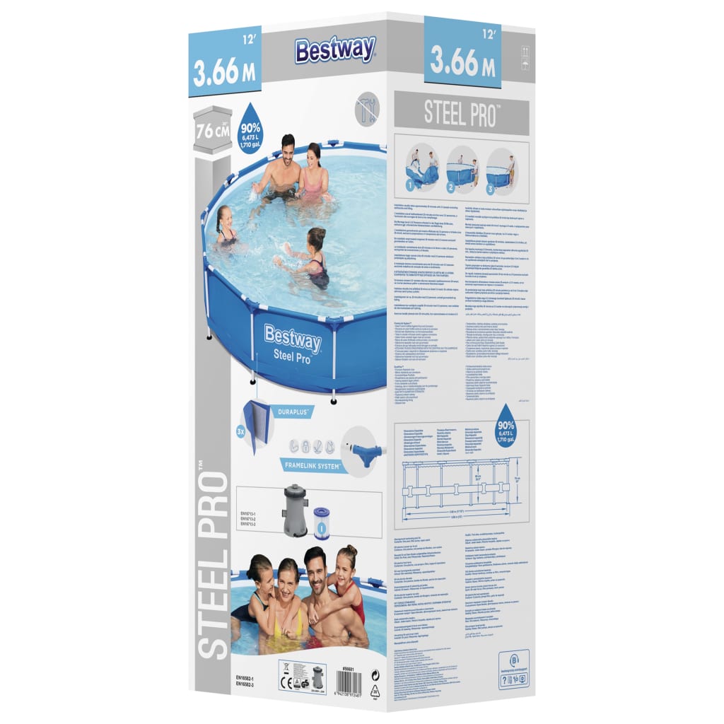 Bestway Pool med ram Steel Pro 366x76 cm