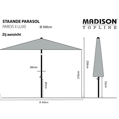 Trädgårdsparasoll Paros II Luxe 300 cm grå