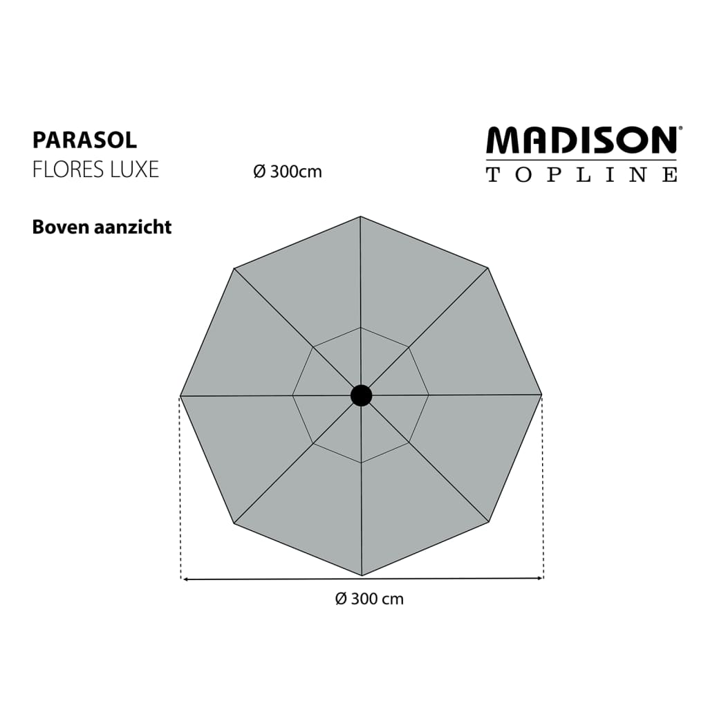 Trädgårdsparasoll Flores Luxe 300 cm rund ljusgrå