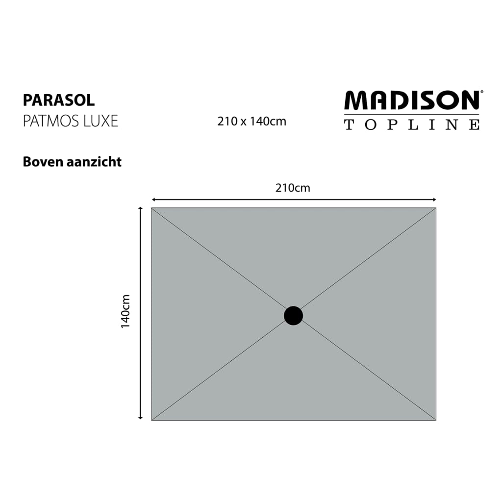 Madison Trädgårdsparasoll Patmos Luxe rektangulär 210x140 cm ljusgrå