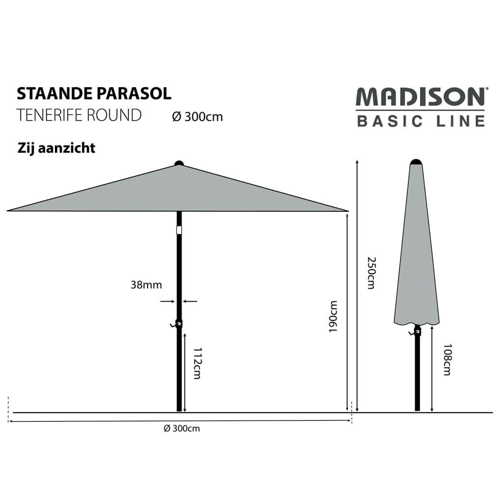 Trädgårdsparasoll Tenerife 300 cm rund sandfärgad