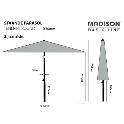 Trädgårdsparasoll Tenerife 300 cm rund sandfärgad