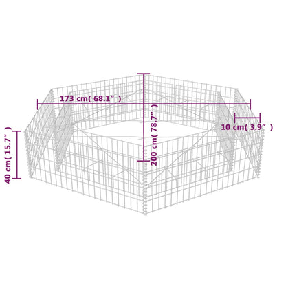 Hexagonal planteringsgabion upphöjd 200x173x40 cm