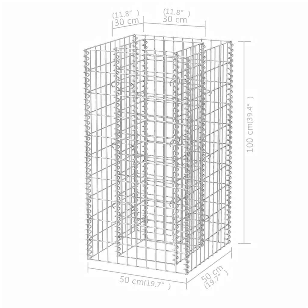 Planteringsgabion upphöjd stål 50x50x100 cm