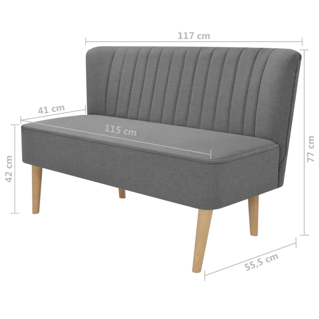 Soffa 117x55,5x77 cm tyg ljusgrå