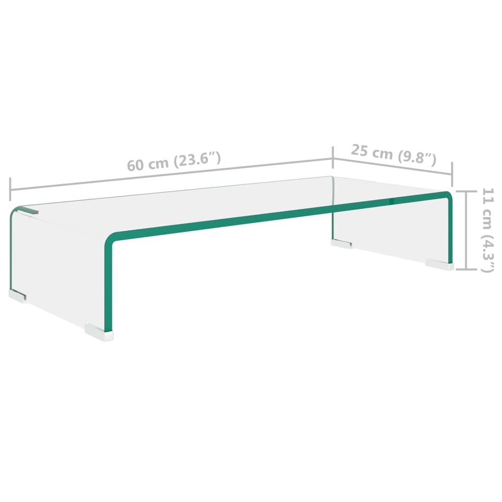 TV-bord klarglas 60x25x11 cm