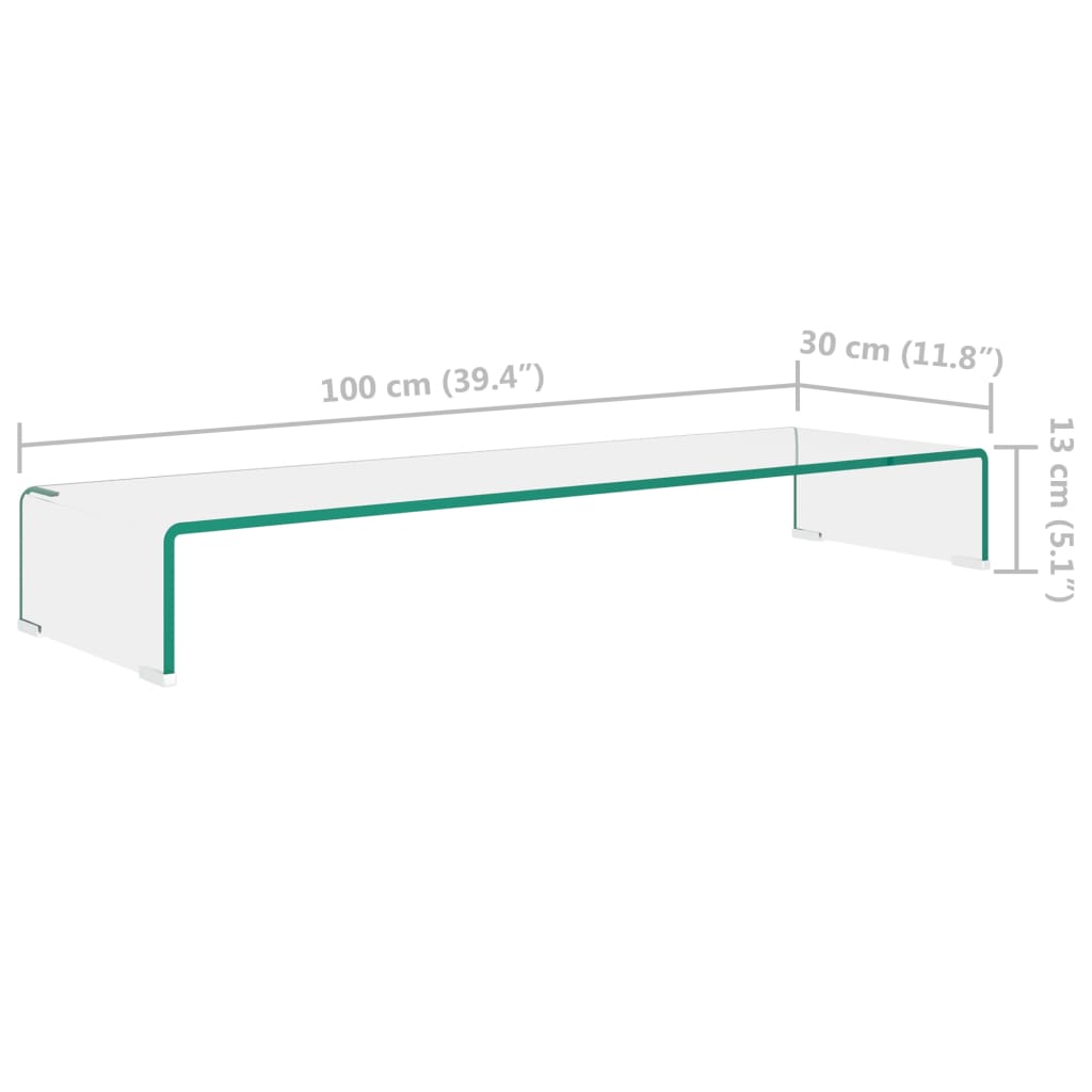 TV-bord klarglas 100x30x13 cm