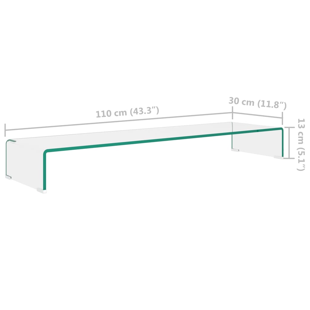 TV-bord klarglas 110x30x13 cm