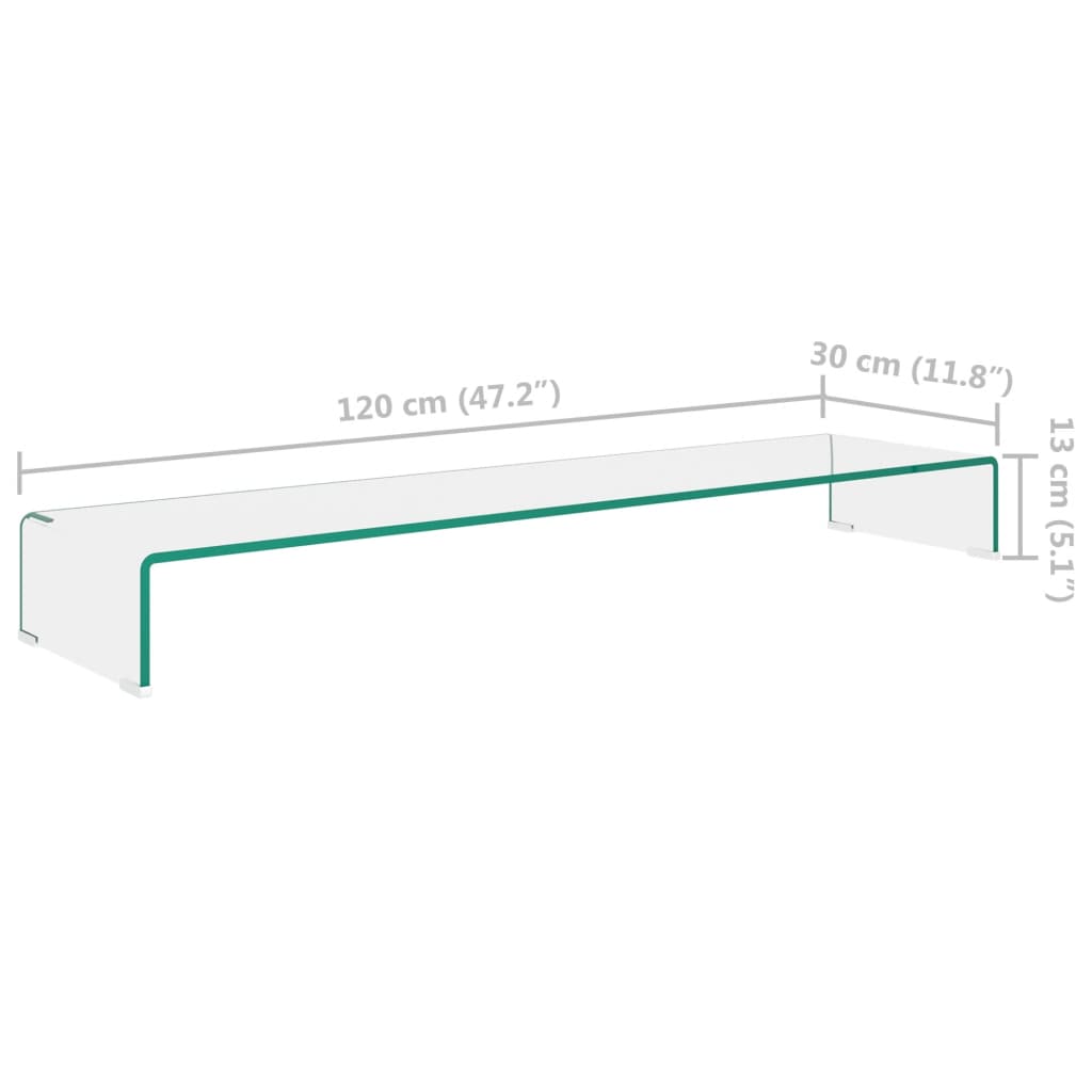 TV-bord klarglas 120x30x13 cm