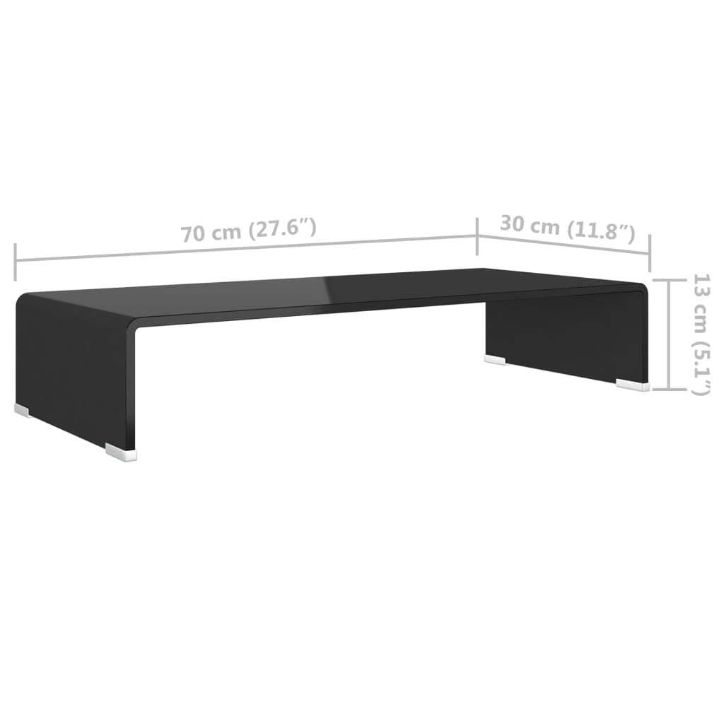 TV-bord glas svart 70x30x13 cm