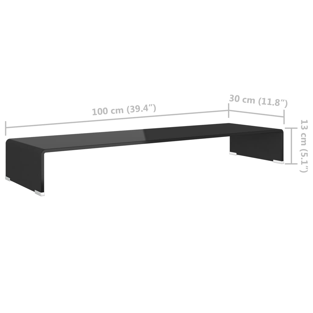 TV-bord glas svart 100x30x13 cm