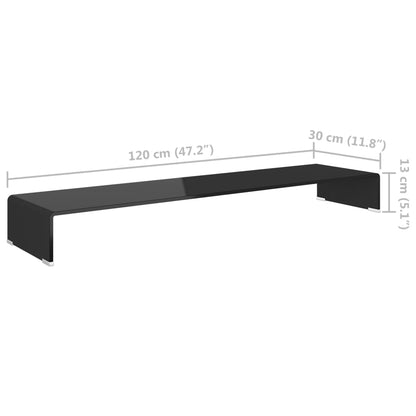 TV-bord glas svart 120x30x13 cm