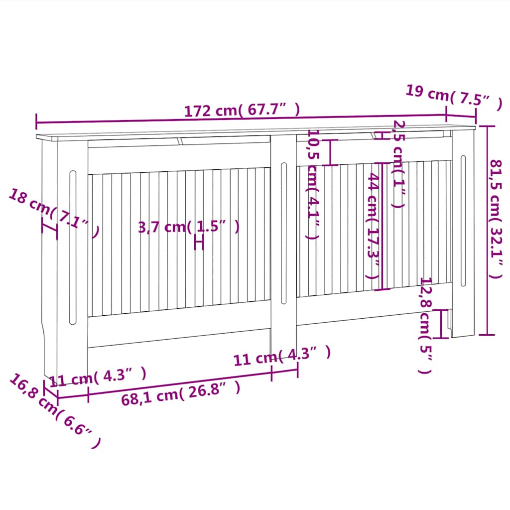 Elementskydd vit MDF 172 cm