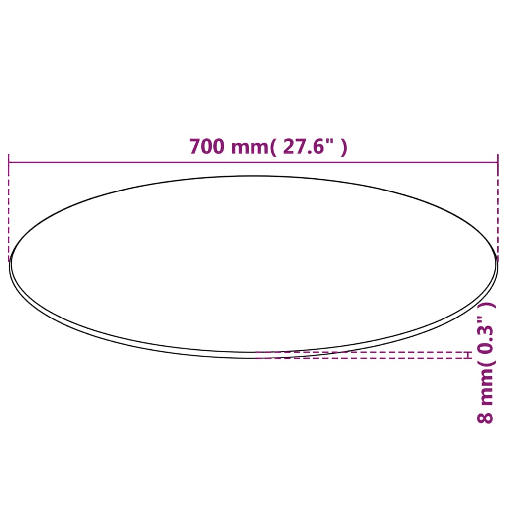 Bordsskiva i härdat glas 700 mm rund