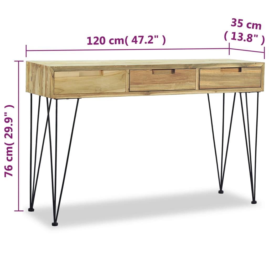 Konsolbord 120x35x76 cm massiv teak