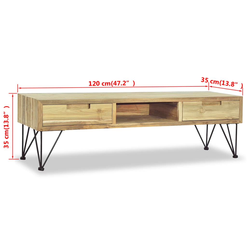 TV-bänk 120x35x35 cm massiv teak